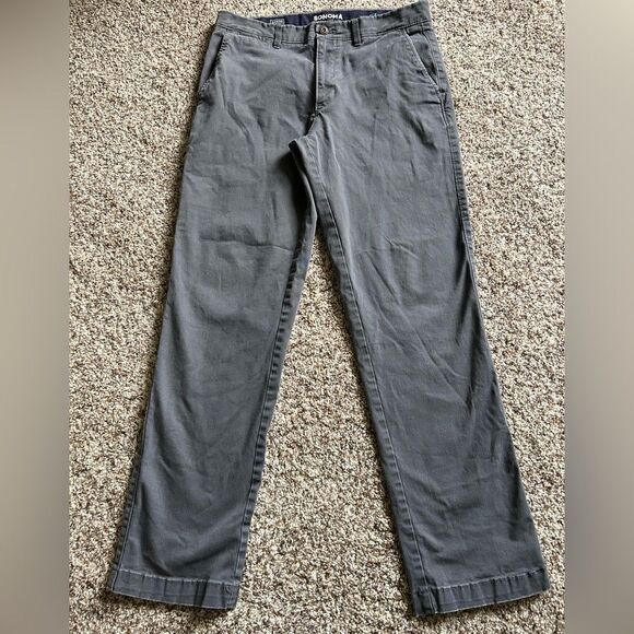 Sonoma Men’s Gray Flexwear Flat Front Pants - Picture 1 of 6